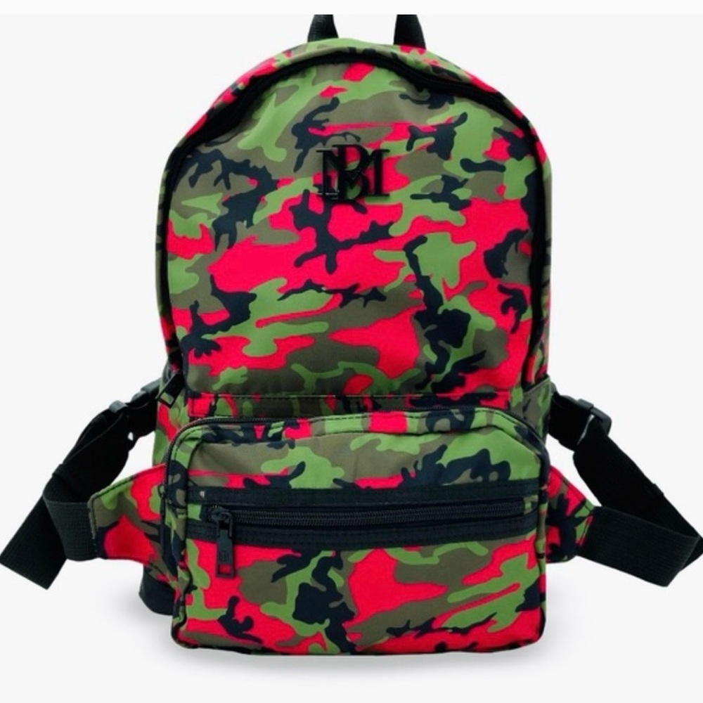 NWT Badgley Mischka Pink Camo Nylon Backpack with Detachable Belt Bag‎